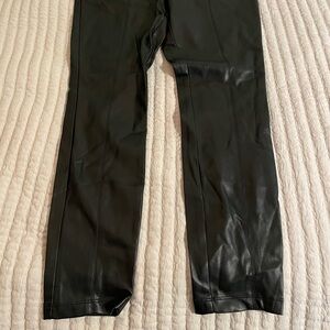 Marc New York Black Faux Leather Pants with Branded Plaque
